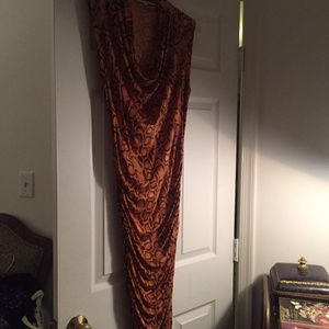 Rachael Roy Burnt Orange Dress with ruched sides